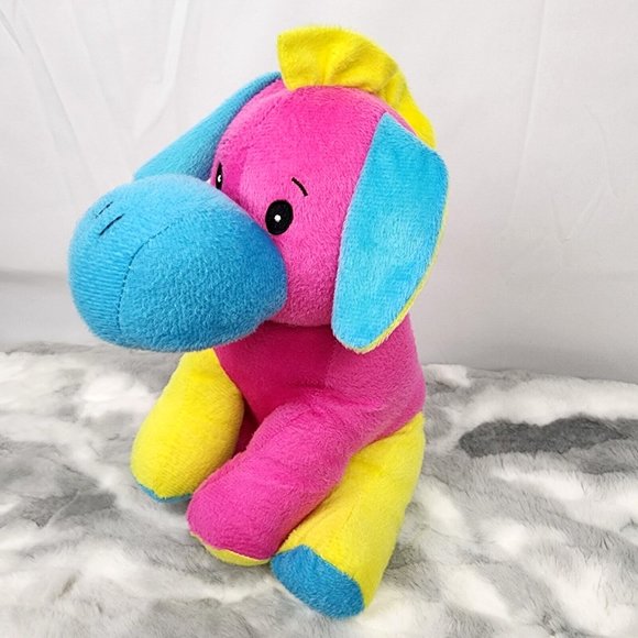 Kellytoy Pink Blue Yellow Colorblock Donkey Stuffed Animal Plush Toy- 2013 - 11" - Picture 2 of 8